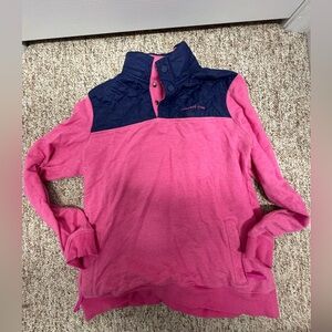Vineyard Vines Pink and Blue Quilted Pullover